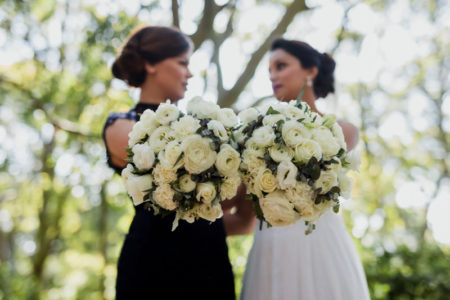 White bouquet with silver gum