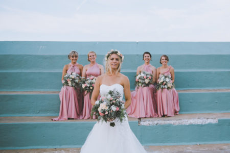 Boho Apricot and Peach Rose Bouquets