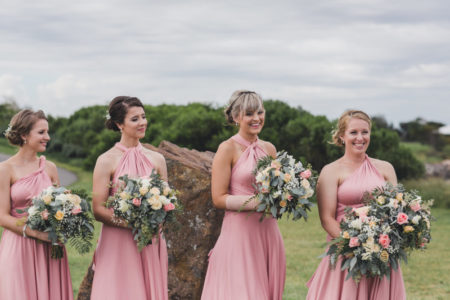 Boho Apricot and Peach Rose Bouquets